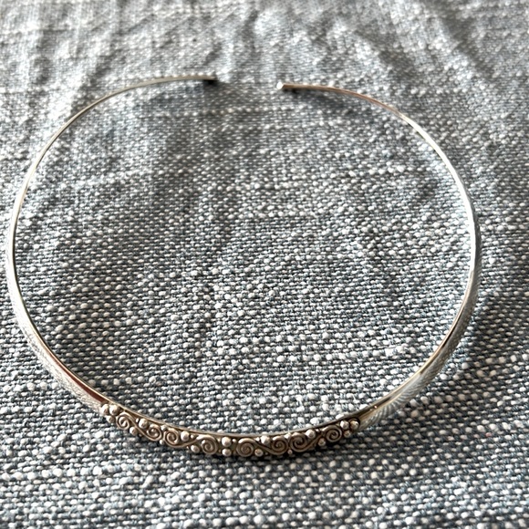 DECORATED STERLING SILVER 925 NECK COLLAR - Picture 1 of 3